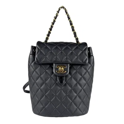 Pre-owned Chanel Leather Backpack () In Black