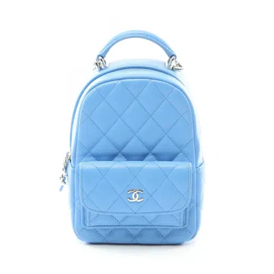Pre-owned Chanel Leather Backpack () In Blue