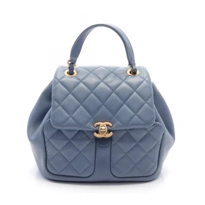 Pre-owned Chanel Leather Backpack () In Blue