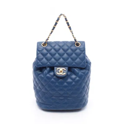 Pre-owned Chanel Leather Backpack () In Blue