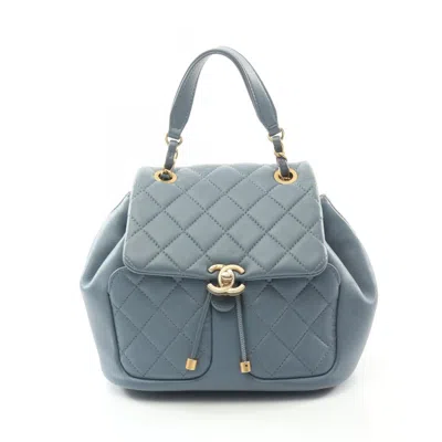 Pre-owned Chanel Leather Backpack () In Blue