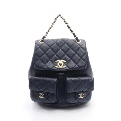 Pre-owned Chanel Leather Backpack () In Blue