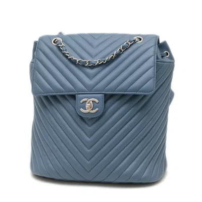Pre-owned Chanel Leather Backpack () In Blue