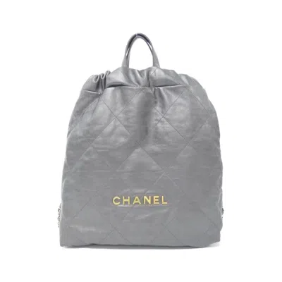 Pre-owned Chanel Leather Backpack () In Gray