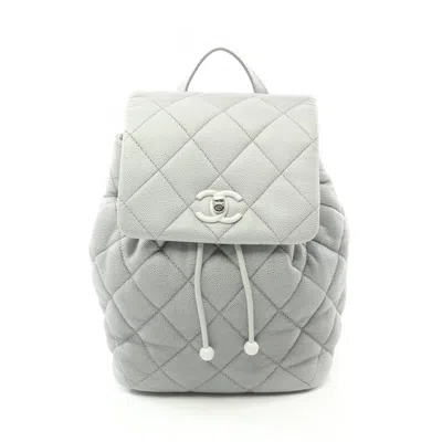 Pre-owned Chanel Leather Backpack () In Gray