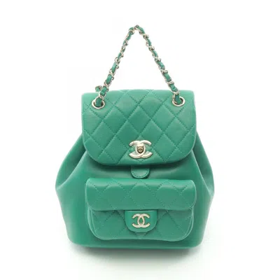 Pre-owned Chanel Leather Backpack () In Green