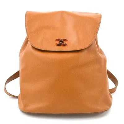 Pre-owned Chanel Leather Backpack () In Orange