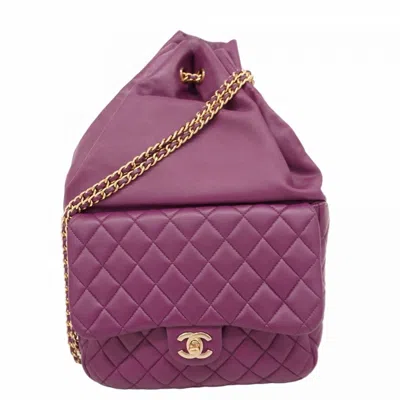 Pre-owned Chanel Leather Backpack () In Purple