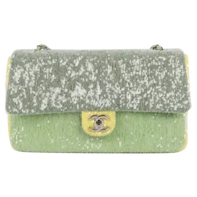 Pre-owned Chanel Leather Bag Entirely Sewn With Sequins, 2018 In Gray