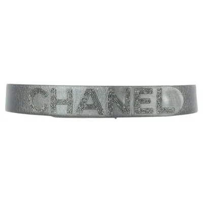 Pre-owned Chanel Leather Belt In Gray