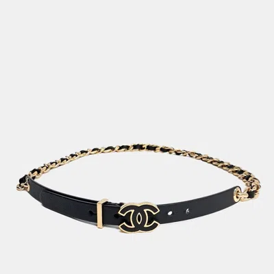 Pre-owned Chanel Leather Black Chain Belt