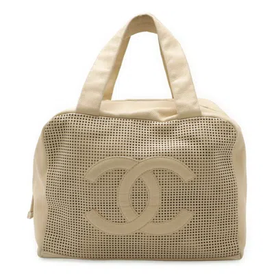 Pre-owned Chanel Leather Boston Bag Handbag () In Sand
