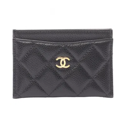Pre-owned Chanel Leather Business Card Case () In Black