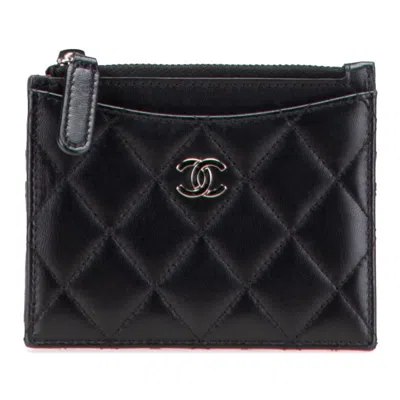 Pre-owned Chanel Leather Business Card Case () In Black