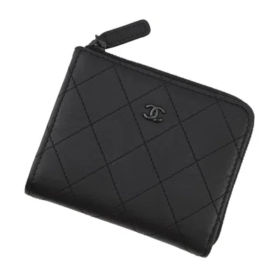 Pre-owned Chanel Leather Business Card Case () In Black