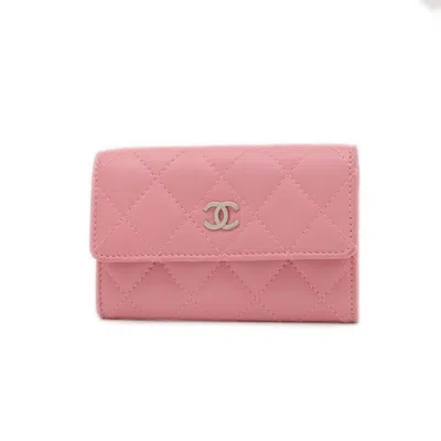 Pre-owned Chanel Leather Card Case () In Pink