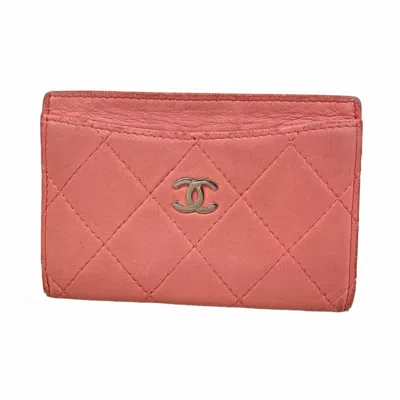 Pre-owned Chanel Leather Card Case () In Pink