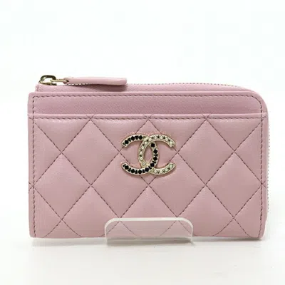 Pre-owned Chanel Leather Card Case () In Pink
