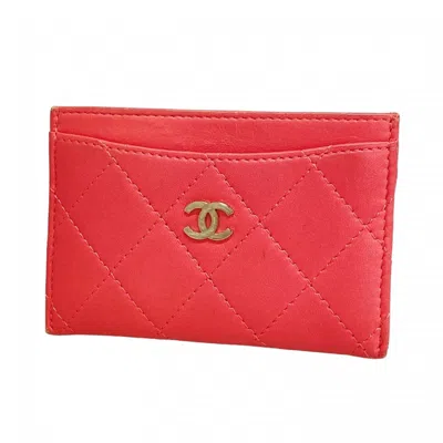 Pre-owned Chanel Leather Card Case () In Pink