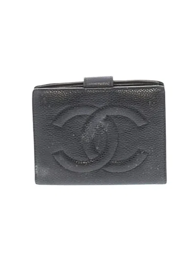 Pre-owned Chanel Leather Card Holder In Black