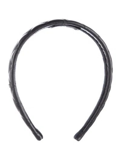 Pre-owned Chanel Leather Cc Headband In Black