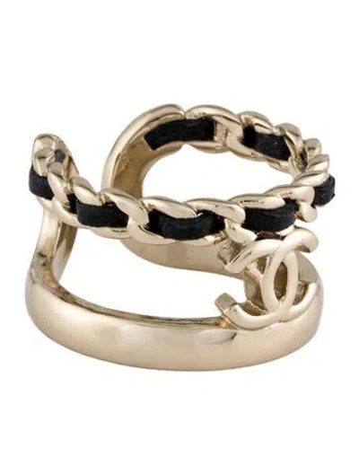 Pre-owned Chanel Leather Cc Ring In Multi