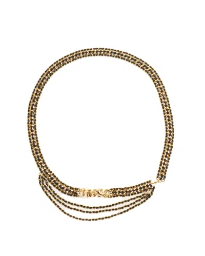 Pre-owned Chanel Leather Chain Belt, Size 80 In Gold