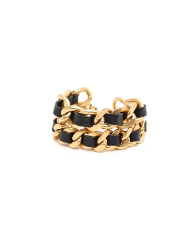Chanel Leather Chain Bracelet In Black