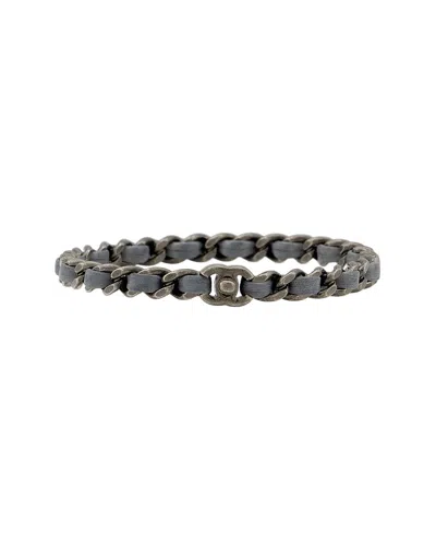 Pre-owned Chanel Leather Chain Cc Turnlock Bangle (authentic Pre-loved)