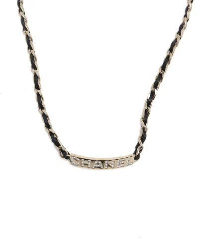 Pre-owned Chanel Leather Chain Choker In Gold