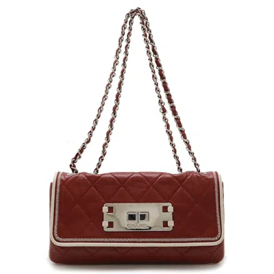 Pre-owned Chanel Leather Chain Shoulder Bag In Red