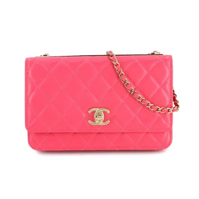Pre-owned Chanel Leather Chain/shoulder Wallet () In Pink
