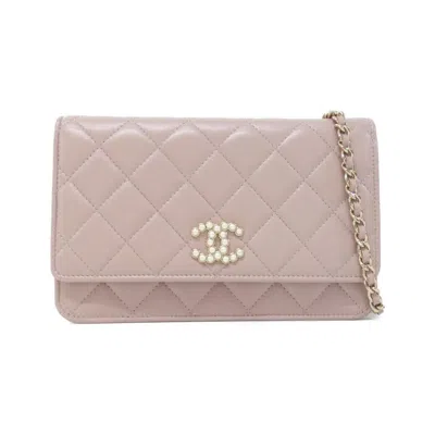 Pre-owned Chanel Leather Chain/shoulder Wallet () In Pink