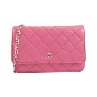 Pre-owned Chanel Leather Chain/shoulder Wallet () In Pink