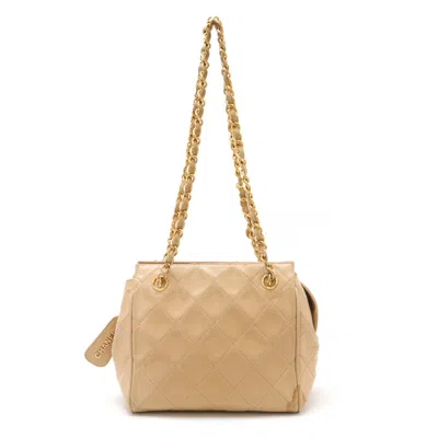 Pre-owned Chanel Leather Coco Mark Matelasse 2way Chain Bag Beige Gold Hardware In Sand