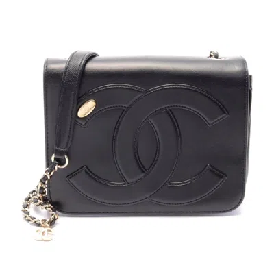 Pre-owned Chanel Leather Coco Mark Shoulder Bag In Black