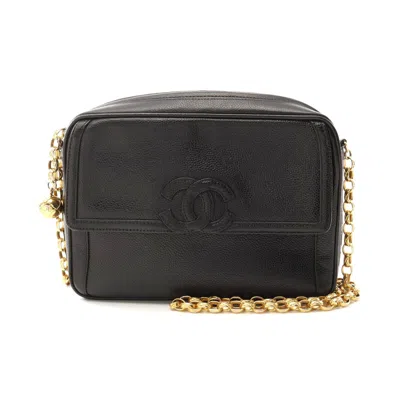Pre-owned Chanel Leather Coco Mark Shoulder Bag In Black