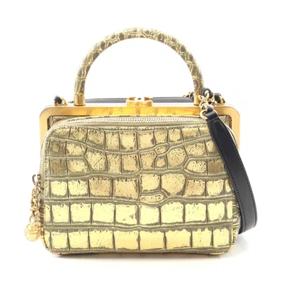 Pre-owned Chanel Leather Coco Mark Shoulder Bag In Gold