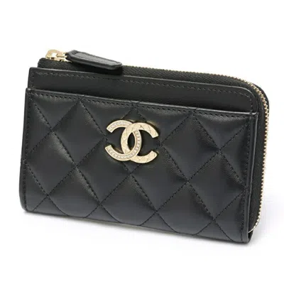 Pre-owned Chanel Leather Coin Purse/coin Case () In Black