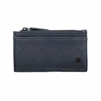 Pre-owned Chanel Leather Coin Purse/coin Case () In Black