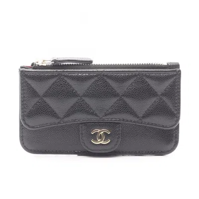 Pre-owned Chanel Leather Coin Purse/coin Case () In Black