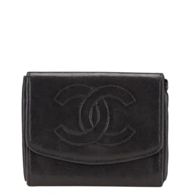 Pre-owned Chanel Leather Coin Purse/coin Case () In Black