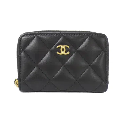 Pre-owned Chanel Leather Coin Purse/coin Case () In Black