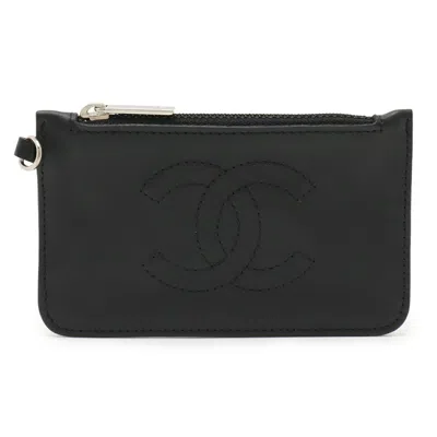 Pre-owned Chanel Leather Coin Purse/coin Case () In Black