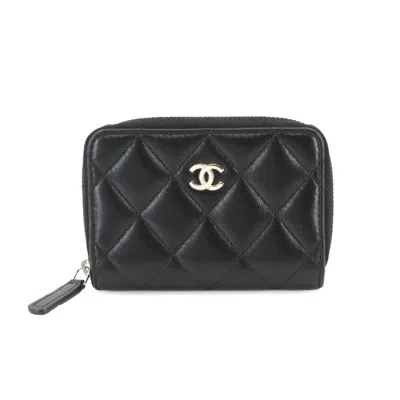 Pre-owned Chanel Leather Coin Purse/coin Case () In Black