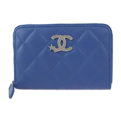 Pre-owned Chanel Leather Coin Purse/coin Case () In Blue