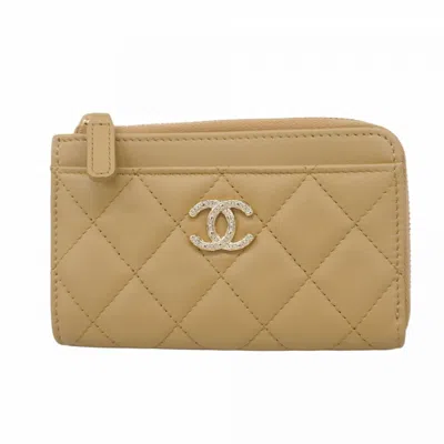 Pre-owned Chanel Leather Coin Purse/coin Case () In Sand