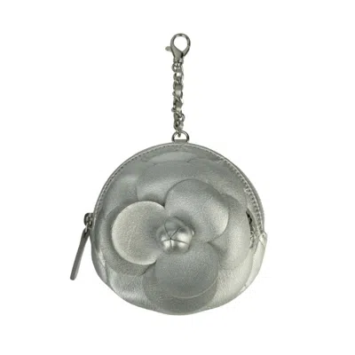 Pre-owned Chanel Leather Coin Purse/coin Case () In Silver