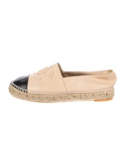 Pre-owned Chanel Leather Colorblock Pattern Espadrilles In Neutral