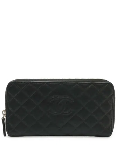 Pre-owned Chanel Leather Diamond Stitch Long Wallet (authentic Pre-loved)